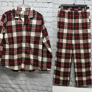 Hanna Andersson girls Red and Green Plaid Fabric pajamas set Sz 14-16